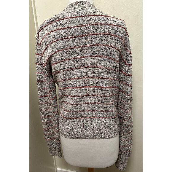 Free People Women's Ivory Zig Zag Cotton Knit Sweater Pullover Jumper Size M - Picture 4 of 9